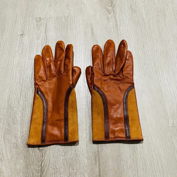 Neiman Marcus Accessories - Neiman Marcus Brown Leather Gloves Size 6.5